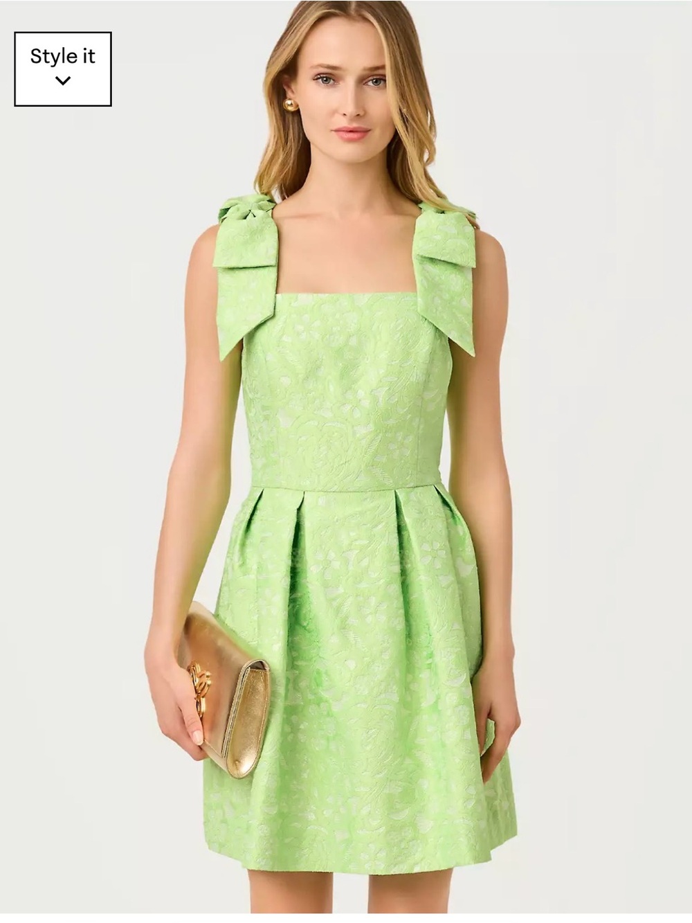 Lilly Pulitzer Light Green Bow-Shoulder Formal Dress